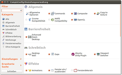 Compiz-Konfiguration für Fortgeschrittene