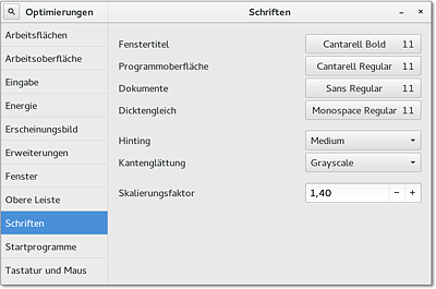 Font-Einstellungen mit dem Gnome Tweak Tool