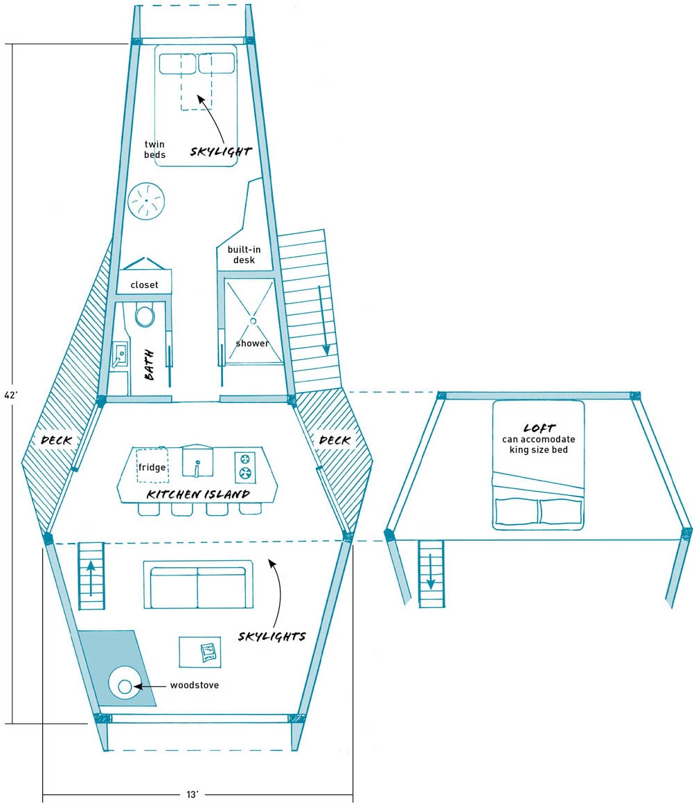 The floor plans of the Willow Tree House.