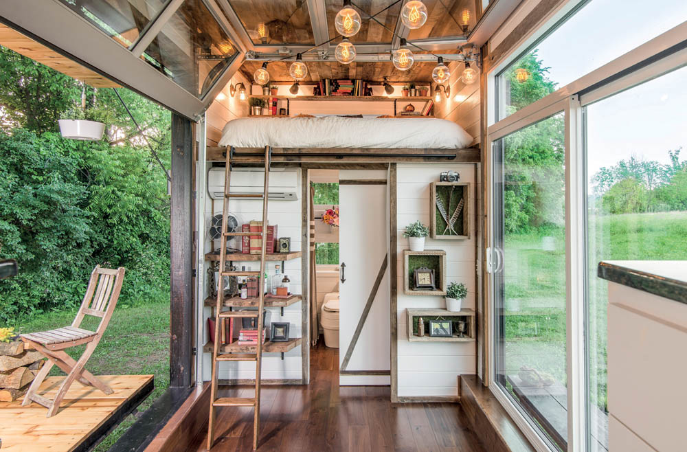 An interior view of the Alpha Tiny House.