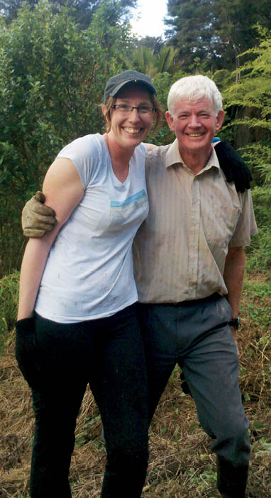 Designer Brenda Kelley and her father.