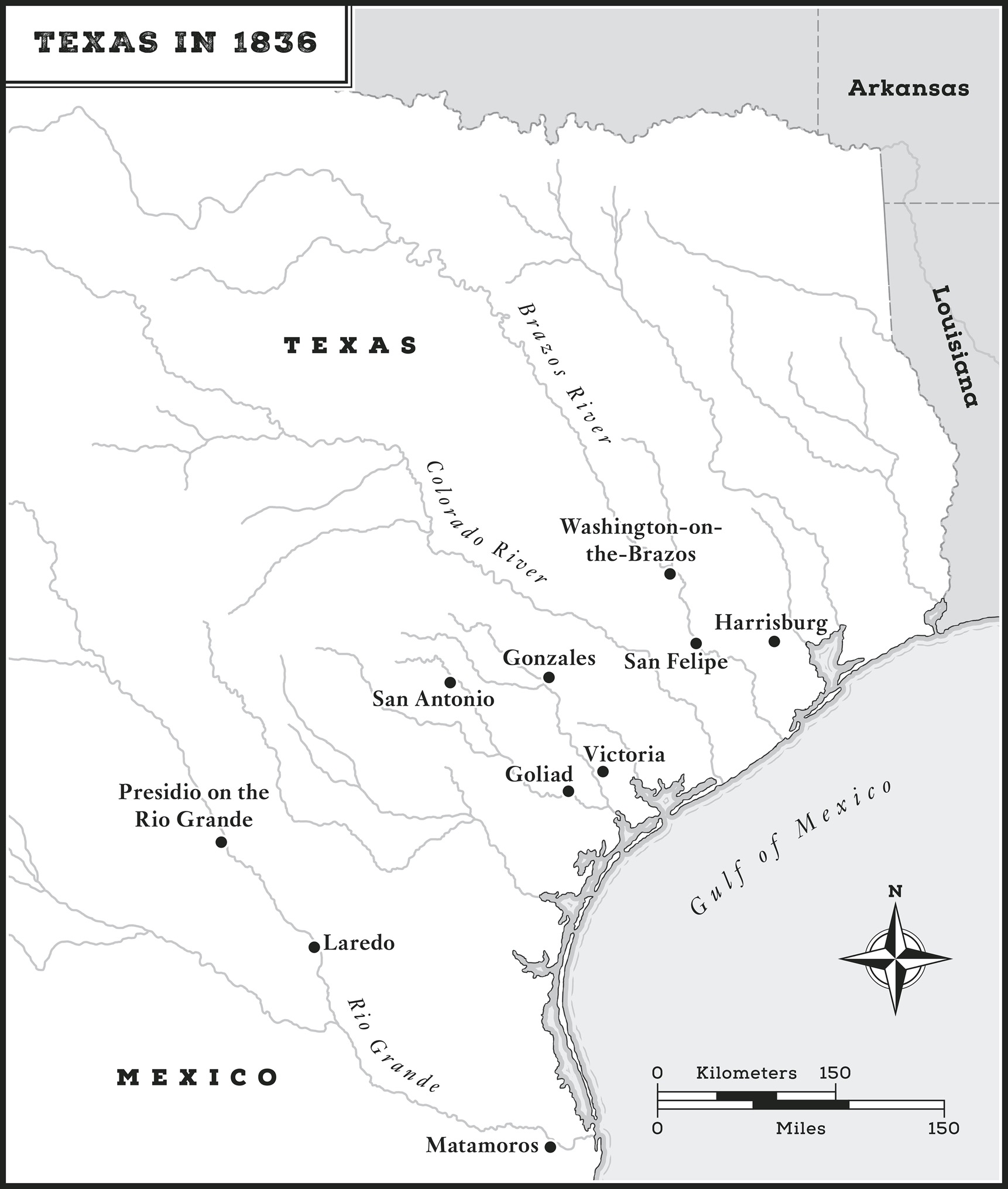 Map of Texas in 1836