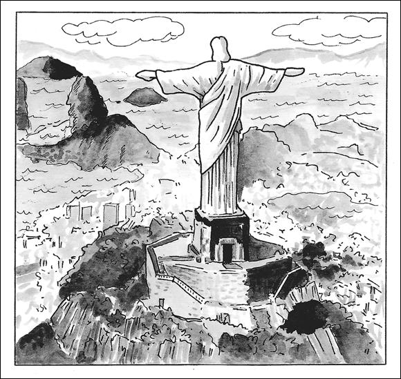 Schemaic illustration of the Christ the Redeemer statue is a hallmark of Rio de Janeiro.