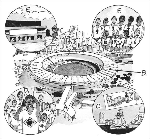 Schematic illustration of a soccer game in Rio.