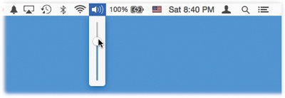 The tiny speaker silhouette in the upper-right corner of your screen turns into a volume slider when you click it. To make this sound menulet appear or disappear, open the Sound pane of System Preferences and use “Show volume in menu bar.”