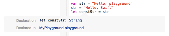 constStr is of type String