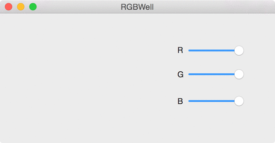 RGBWell with three label-slider pairs