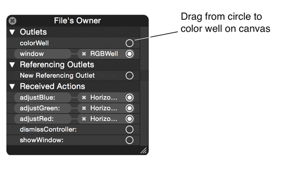 New colorWell outlet needs connecting