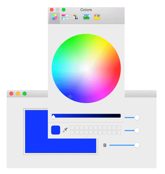 Clicking color well shows color picker