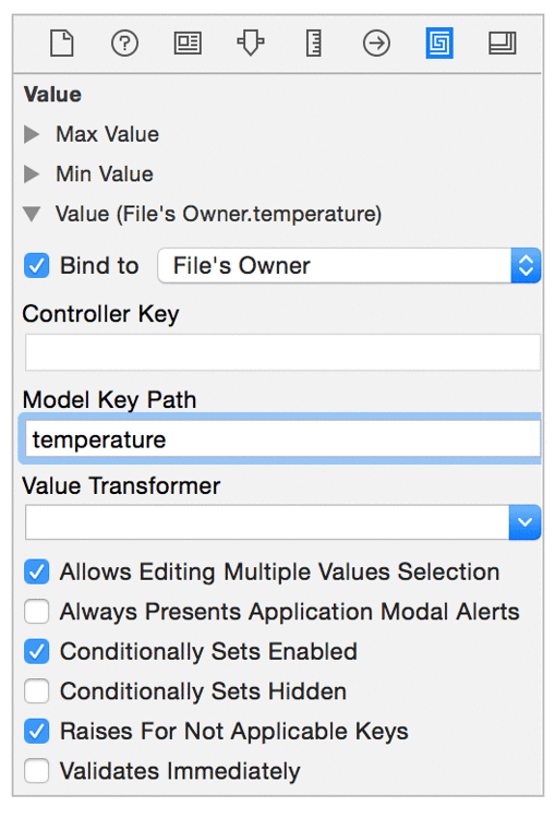 Binding slider’s Value attribute to temperature key