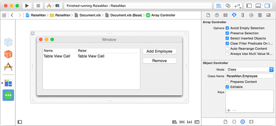 Configuring NSArrayController’s class name and keys