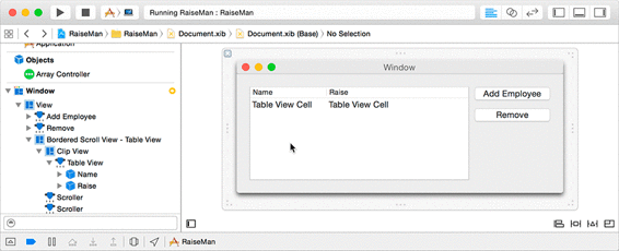 Positioning the mouse pointer somewhere over the Name table column