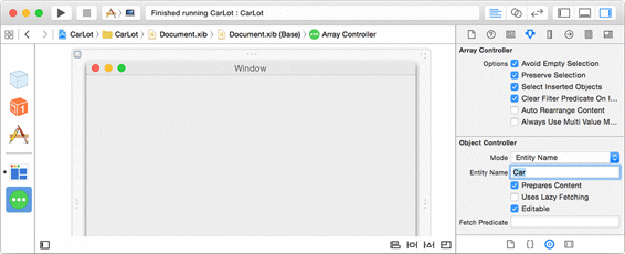 Configuring the attributes of the cars array controller