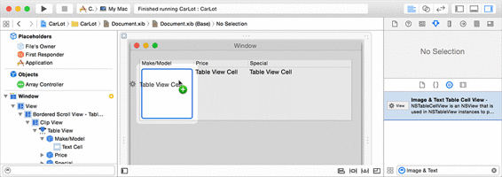 Dropping an Image & Text Table Cell View