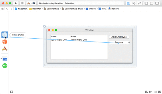 Setting File's Owner as the Remove button’s target