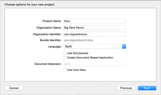 Configuring project settings for Dice