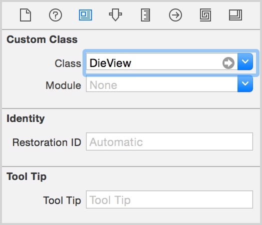 Setting the class of the view to DieView