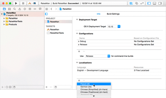 Adding the French language to the RaiseMan project