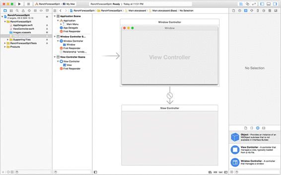 New storyboard with window and view controller