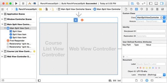 Change the Class attribute to MainSplitViewController