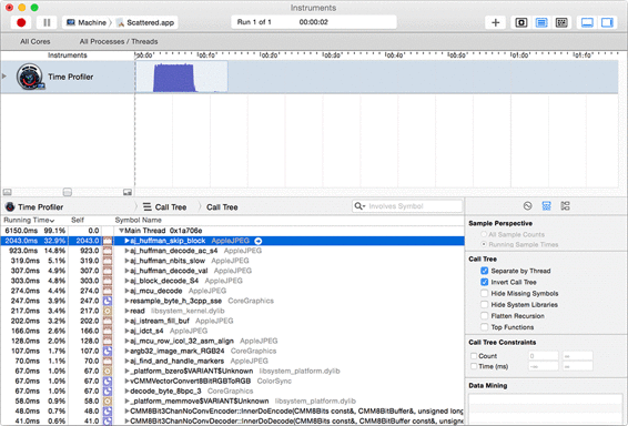 Running Scattered under the Time Profiler