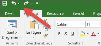 Pfeile für Rückgängigmachen und Wiederherstellen