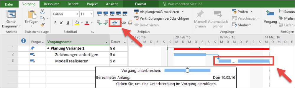 Schaltfläche für Vorgangsunterbrechung