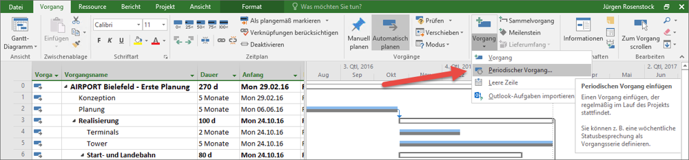 Einfügen von periodischen Vorgängen