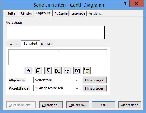 Kopf- und Fußzeile anpassen