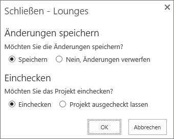 Einchecken in der Project Web App