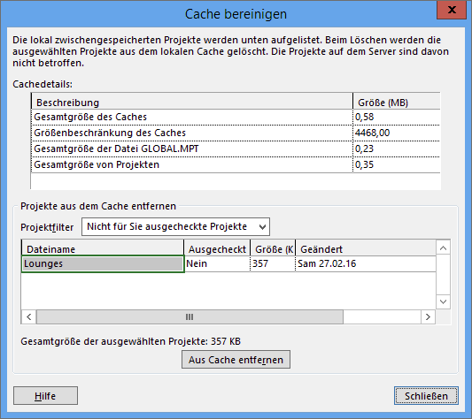 Cache bereinigen