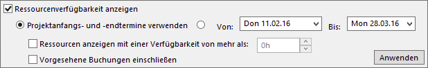 Verfügbarkeit im Dialog »Team zusammenstellen für ...«