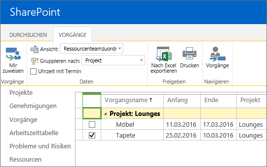 Teamvorgang hinzufügen