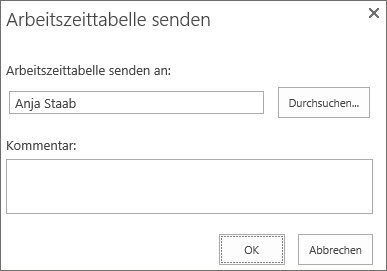 Arbeitszeittabelle senden