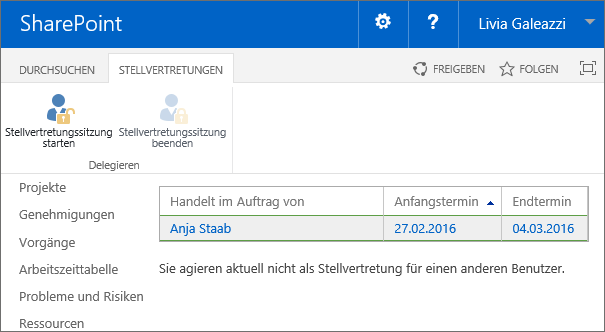 Stellvertretungssitzung starten