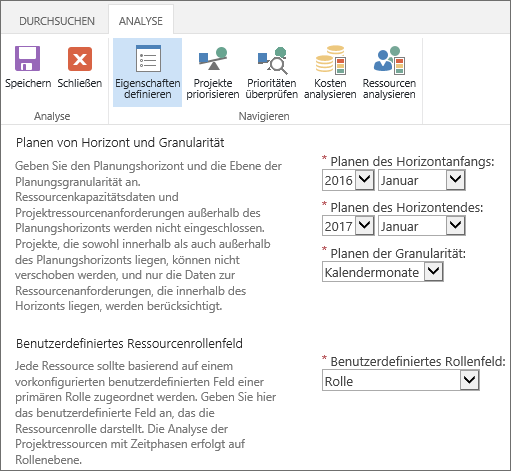 Eigenschaften der Ressourcenanalyse