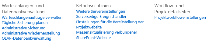 PWA-Einstellungen in der SharePoint-Zentraladministration