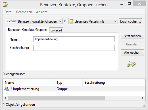 Dialog unter Windows 8 zur Bearbeitung von Active-Directory-Gruppen