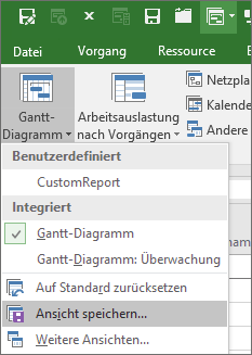 »Ansicht speichern« auf der Registerkarte »Ansicht«