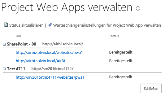 Verwaltung der Warteschlangeneinstellungen in den Eigenschaften der Project-Dienstanwendung innerhalb der SharePoint-Zentraladministration