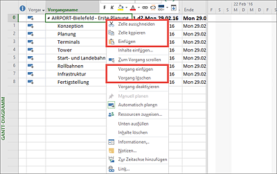 Kontextdialog für das Kopieren, Verschieben und Löschen von Vorgängen