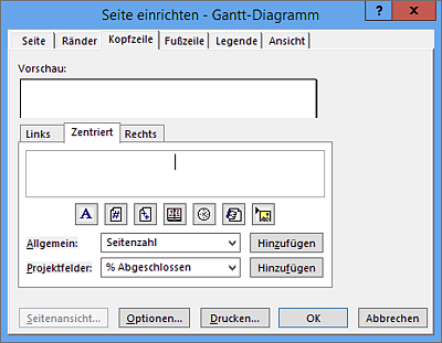 Kopf- und Fußzeile anpassen