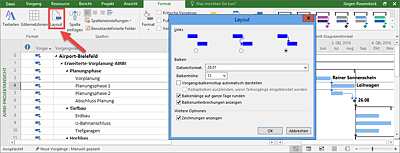 Layout von Gantt-Diagrammen anpassen