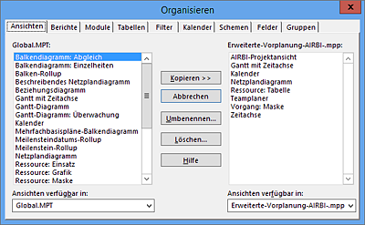 Dialog zur Verwaltung von Inhalten der Globaldatei