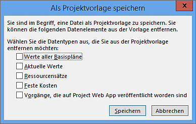 Werte aus der Projektvorlage entfernen