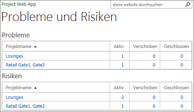 Übersicht »Probleme und Risiken«