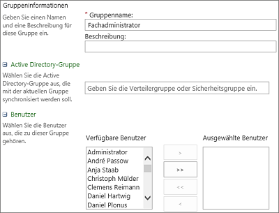 Neue Gruppe anlegen: Stammdaten