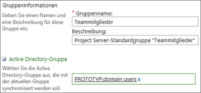 Zuordnen einer Active-Directory-Gruppe