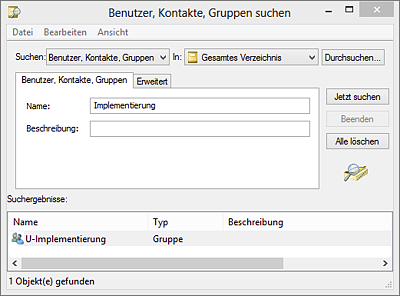 Dialog unter Windows 8 zur Bearbeitung von Active-Directory-Gruppen