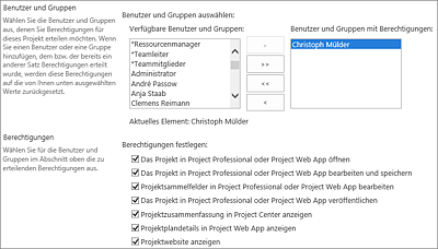 Projektberechtigungen vergeben